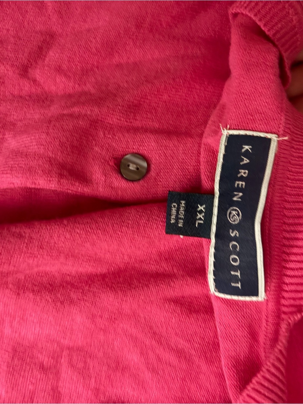 Karen Scott Bright Pink Button-Front Cardigan
